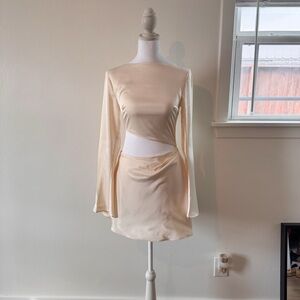 Oh Polly Cream Asymmetrical Dress